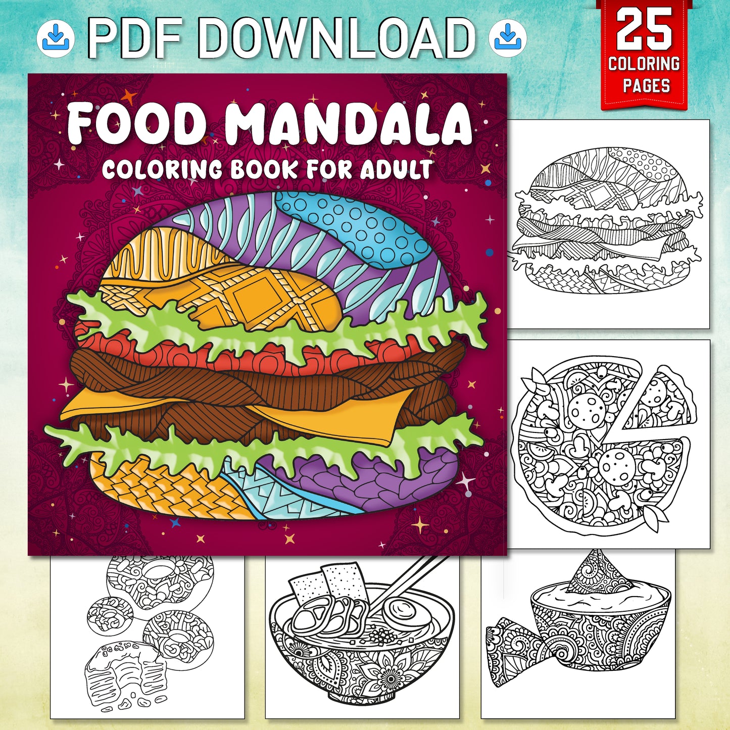 Food Mandala Coloring Book