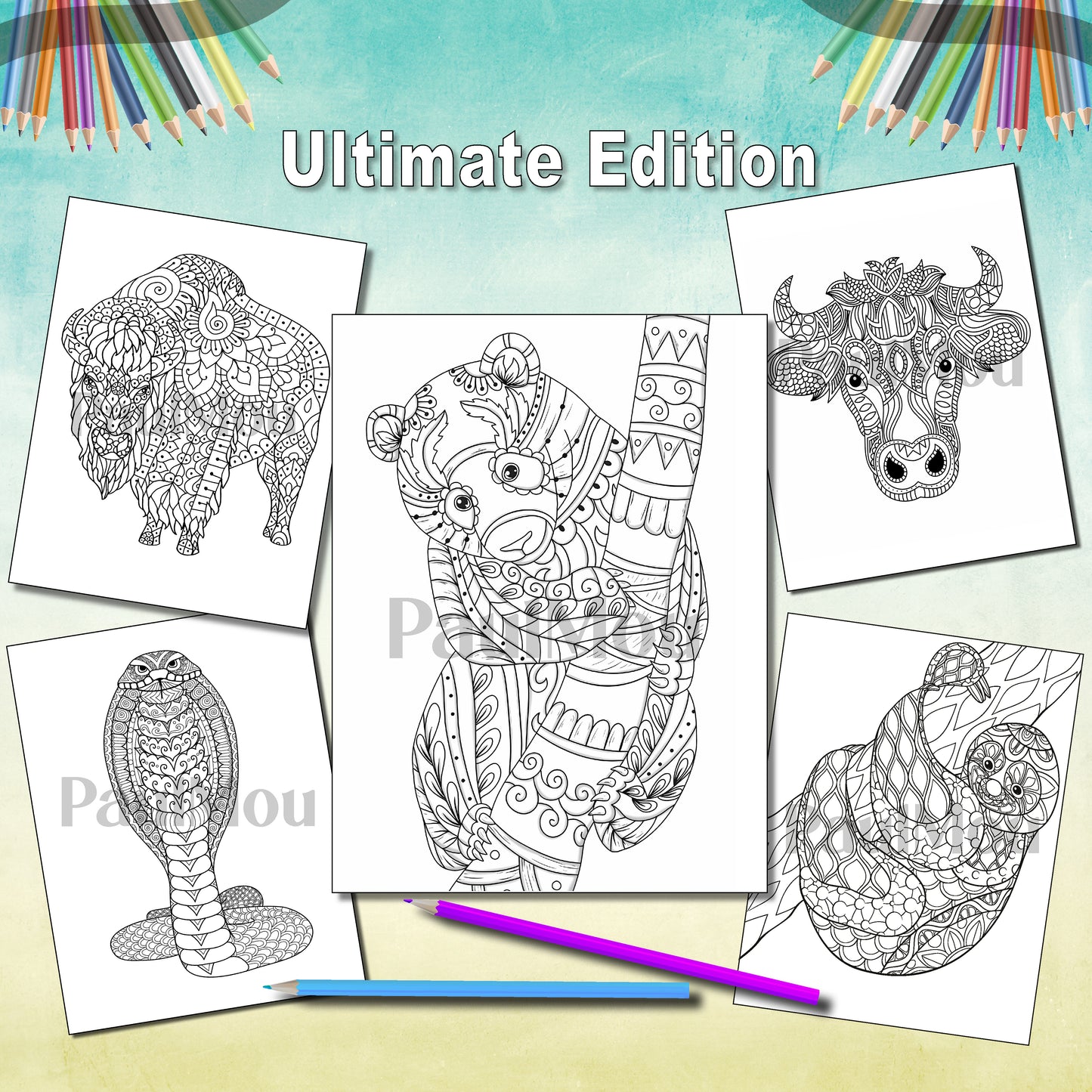 Safari Animal Mandala Coloring Book