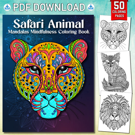 Safari Animal Mandala Coloring Book